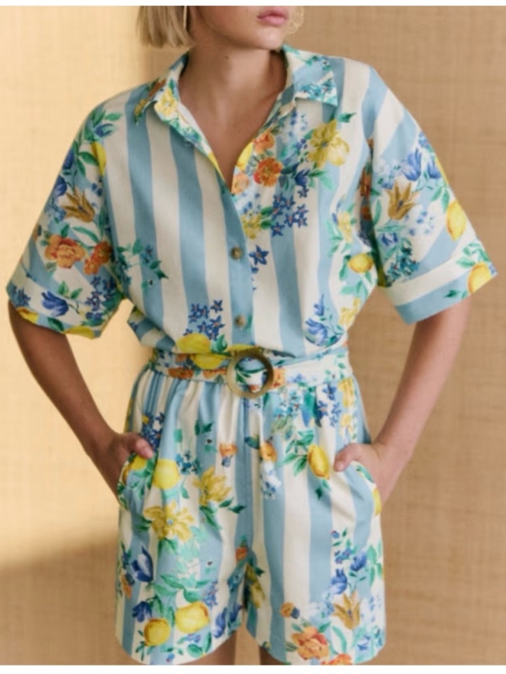 ✨Sezane Joan Jumpsuit Romper Lemons & Stripes